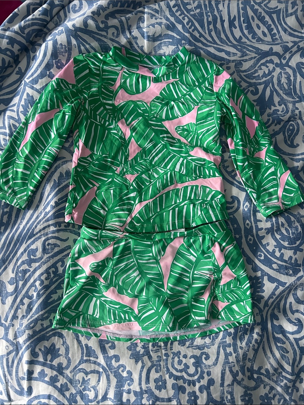 Lilly Pulitzer Palm Leaf Rashguard Two-Piece Swim Set